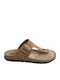 Leather Men's Sandals In Beige Colour