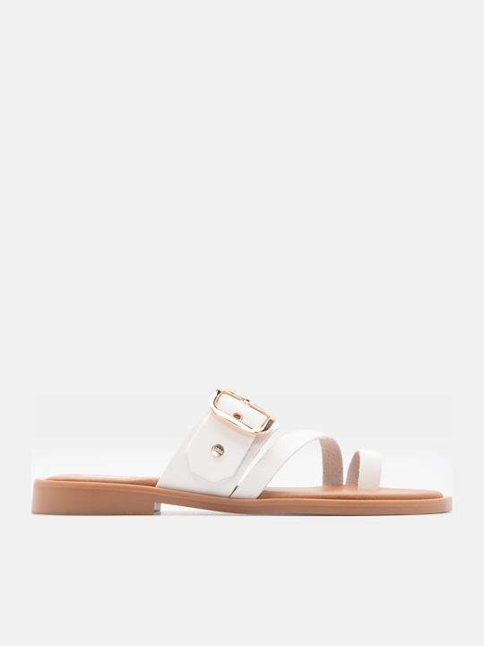 Luigi Women's White Flat Sandals