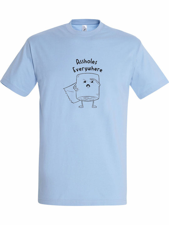 Tricou Unisex Assholes Everywhere Amuzant Albas...