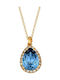 VTJ Necklace Rosette From Gold Plated Silver Navy Blue