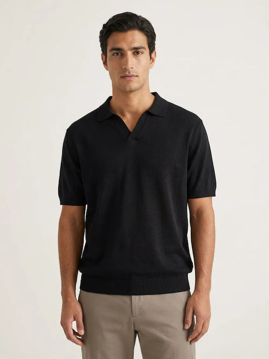 Polo Bluza Tricou Cu Mânecă Scurtă Neagră