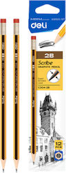 Classic Pencil Deli Scribe 2B Eraser Yellow Striped Blister 12 Pieces 725495 Classic Pencil Deli Scribe 2B Eraser Yellow Striped Blister 12 Pieces 725495