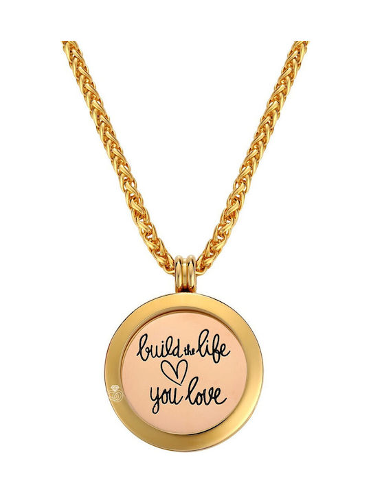 Necklace Build Life You Love 25 Mm Insert Charm Steel 316l By Lockits Ak25s-982500615g1