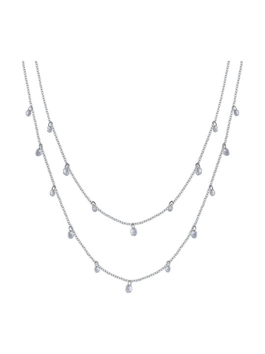 Luca Barra Double Necklace Made of Steel