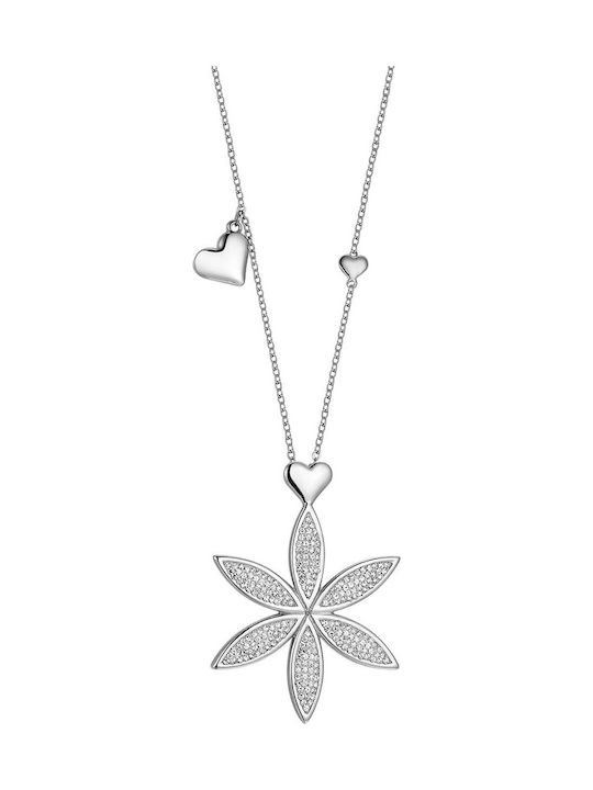 Luca Barra Necklace with Flower Design Made of Steel