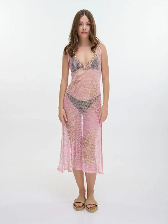 Ble Resort Collection Γυναικείο Μακρύ Καφτάνι Παραλίας Ροζ
