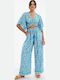 Women's Pantaloons Blue/Ecru With Turquoise/Green Details