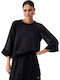 Women's Cotton Blouse with 3/4 Sleeve Black