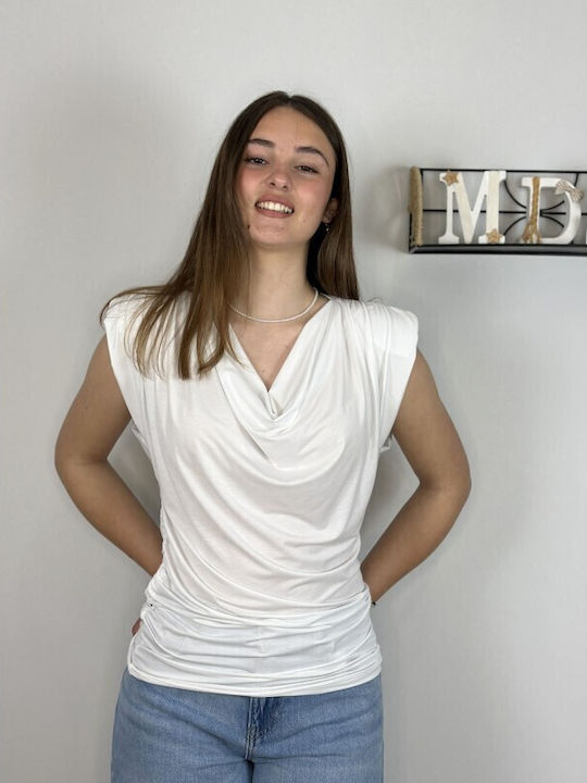 Toi&Moi Women's Drape Blouse White