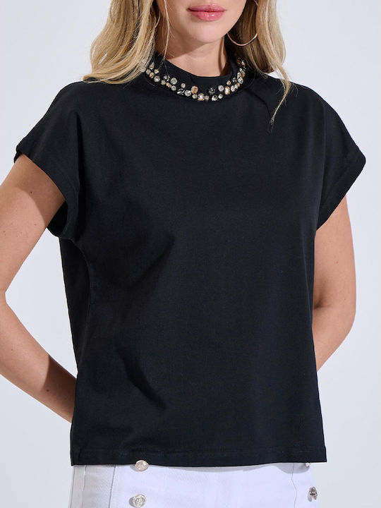 Bill Cost Women's Cotton Short Sleeve Blouse Black