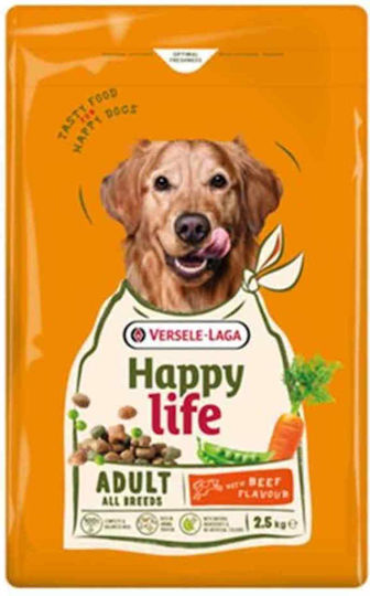 Happy Life 12.5kg Trockenfutter für Erwachsene Hunde mit Rindfleisch, Kalb, Fleisch, Huhn, Lachs und Gemüse