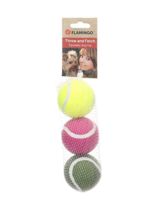 Flamingo Μπάλα Παιχνίδι Σκύλου από Καουτσούκ με Ήχο 6.4εκ. 3τμχ (Διάφορα Χρώματα)
