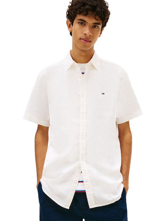 Tommy Hilfiger Short Sleeve Denim Shirt in Regular Fit White