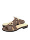 Neslo Leather Women's Flat Sandals Brown
