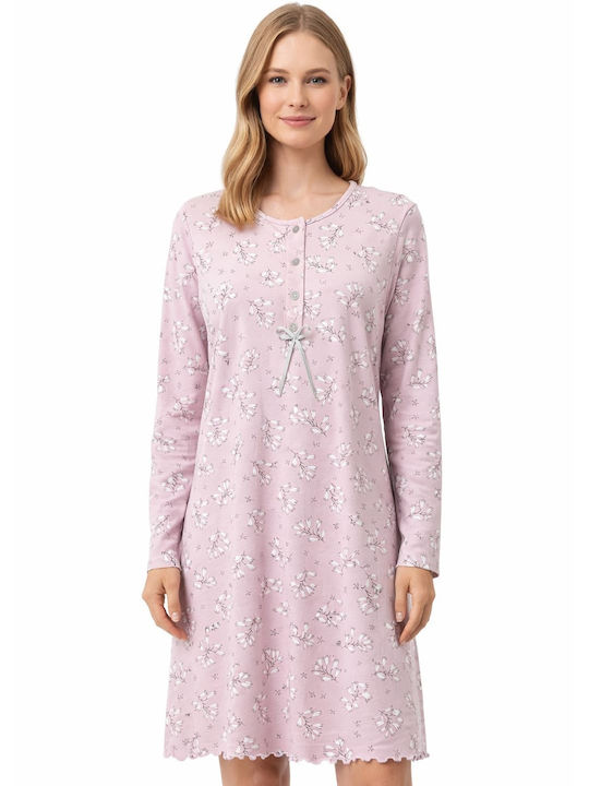 Nina Club Winter Women's Nightgown Flowers Pink