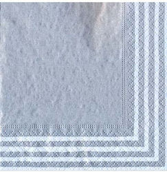 Set Party Napkins 20 Pieces 16.5cm X 16.5cm Stripe Border Silver Caspari