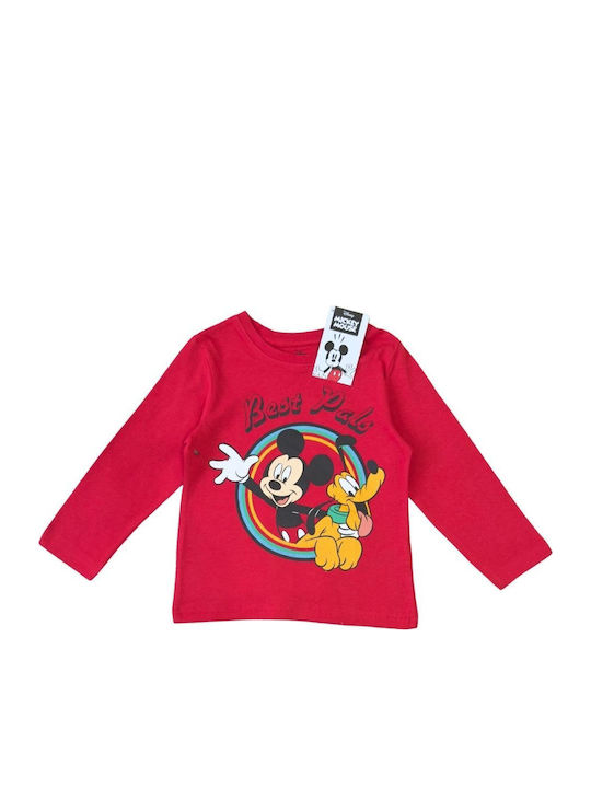 Kids Long-Sleeved Red Blouse Mickey Mouse