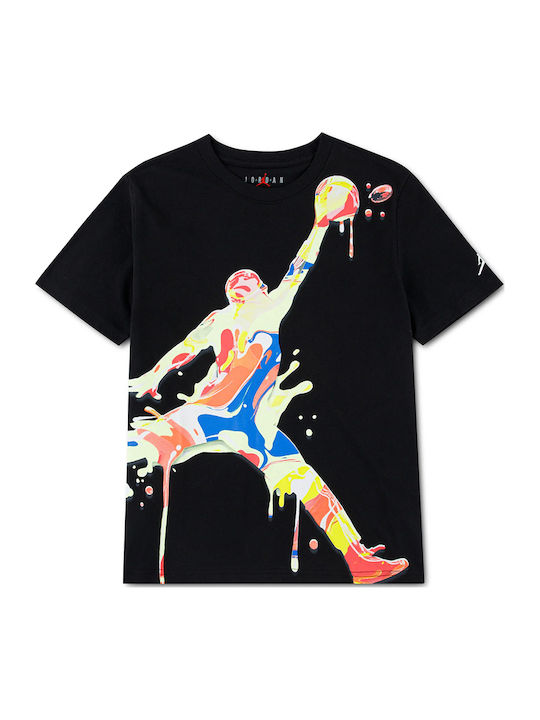 Kids Top Short-sleeved Black Spr Splsh Paint Spill Jm