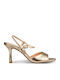 Fabric Sandals with Strass Gold