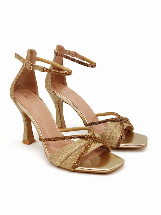Belle Women Damen Sandalen Mit Strass Gold