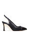 Leather Heels with High Heel Black
