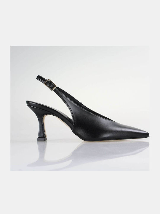 Sante Leather Heels with Medium Heel Black