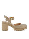 Leather Heels With Medium Beige Heel