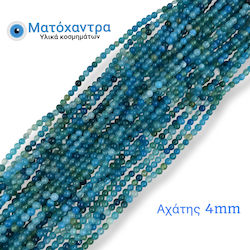 Perlen Achat Blau Halbedelstein 4mm