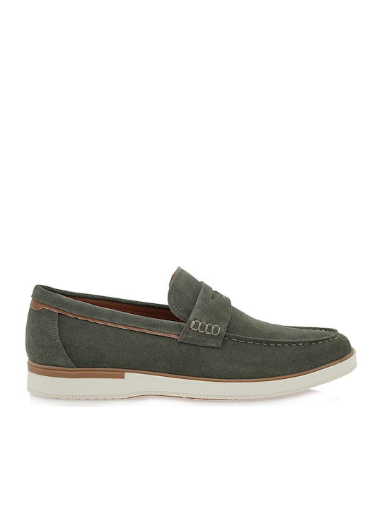 Renato Garini Suede Men's Loafers in Green Colour