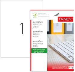 Tanex Selbstklebende A4 Etiketten Rechteckig 210x297mm Tanex Selbstklebende A4 Etiketten Rechteckig 210x297mm