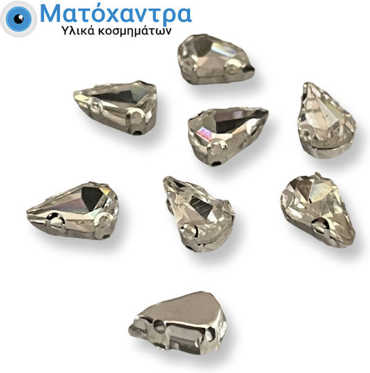 Swarovski Rhinestones 6x10 Mm Tear Shape 4 Holes White 50 Pcs