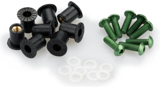 Kit Șuruburi Anodizate Verzi Racing Pentru Caroseria Motocicletelor 6 Buc 0957v Puig