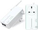 Strong Kit AV600 UK Plug Powerline Dual for Wireless Connection Wi‑Fi 4 with Passthrough Socket and 2 Ethernet Ports