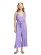 Damen Leinen Ärmellose Jumpsuit Lila