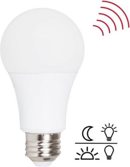 LED Лампа 12W за Цокъл E27 и Форма A60 Неутрално Бяло с Фотоклетка
