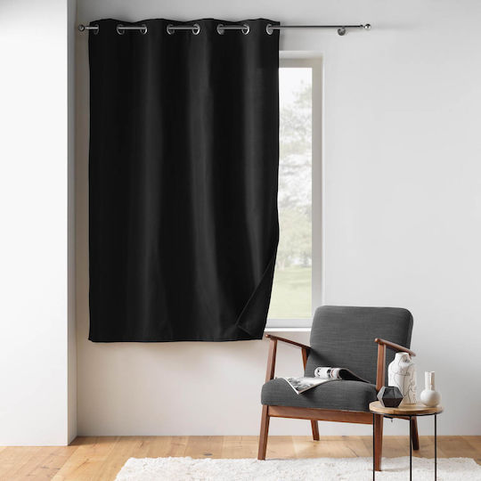 Κουρτίνα Παραθύρου με Τρουκς Micropolar Black 135x180εκ.