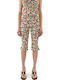 Damen Hochgeschnittenes Stoff Capri Hose in Schlank Passform Gelb