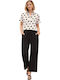 Women's Black Set with Straight Leg Trousers