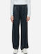 Women's Satin Pantaloons with Elastic in Regular Fit Vintage Blue