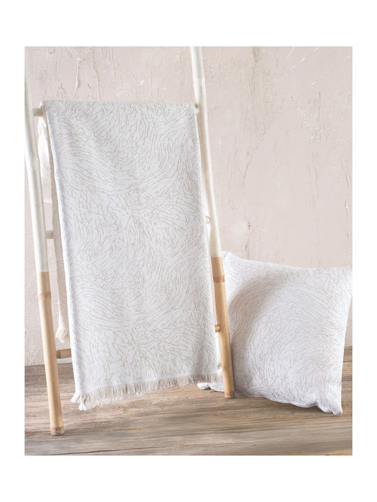 Rythmos Terrain Armchair Throw Jacquard 180x160cm Ecru