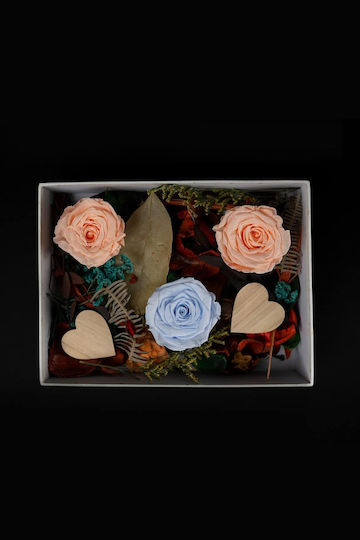 Arrangement Dried Roses Forever Roses White Luxury Box 19 25 7cm