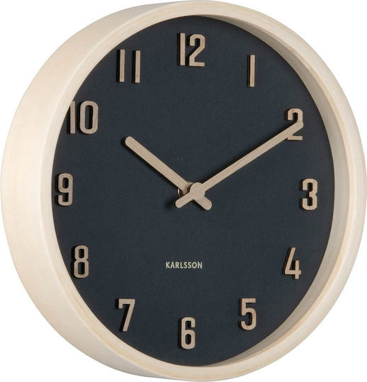 Karlsson Nervadura Small Wooden Black Wall Clock 22x4.5cm