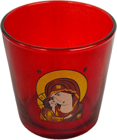 Glass Red Panagia Oil Lamp Holder 8.5x12 cm Capacity 510ml