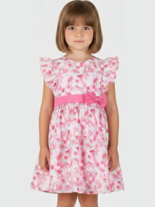 Mädchenkleid Ärmelloses Blumen Fuchsie