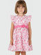 Mädchenkleid Ärmelloses Blumen Fuchsie