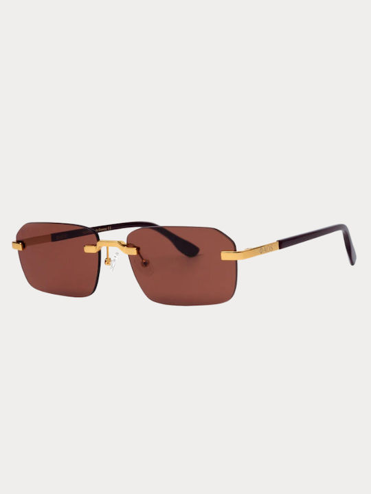 Faos Damenträger Sonnenbrille mit Gold Metallrahmen