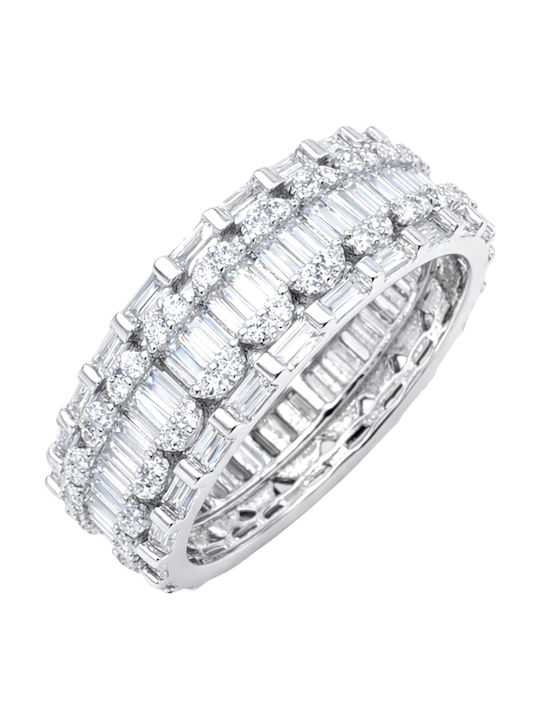 Xrisokosmima Women's Eternity Band Ring with Zircon from Silver