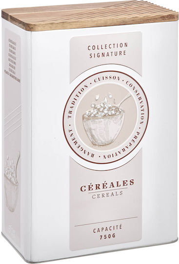 5Five F-v Signature Cereal Jar with Airtight Lid Metallic White 18x10x25.5cm