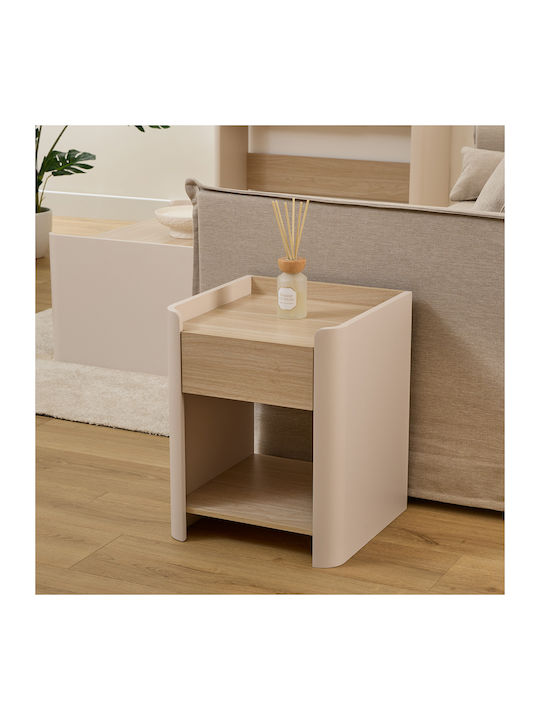 Κομοδίνο F-v Roundy Ξύλινο Μπεζ 40x40x50cm