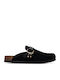 Suede Mules με Τακούνι σε Μαύρο Χρώμα